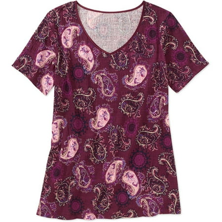 White Stag Women's Plus-Size Textured V-neck Tee