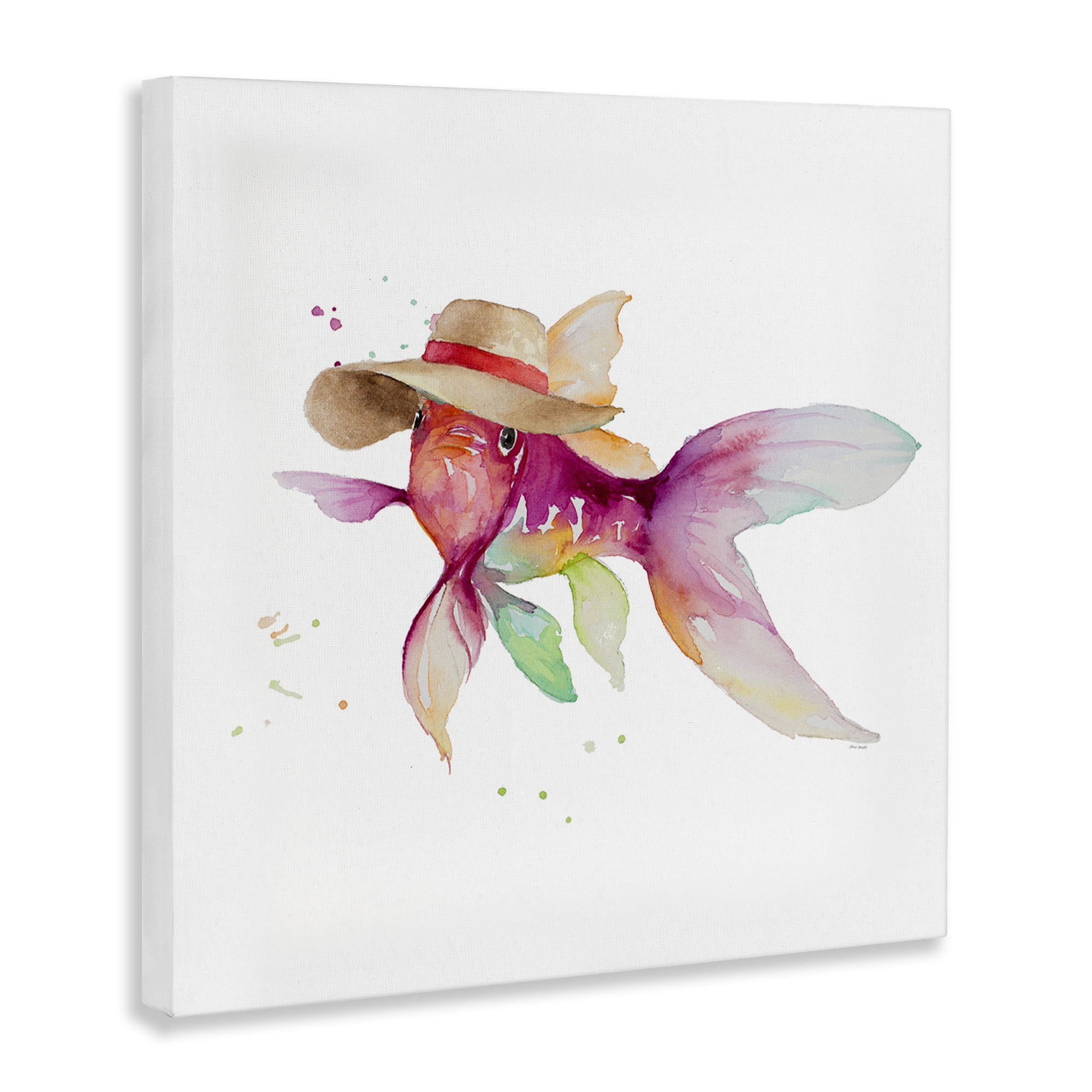 Stupell Industries Beach Fish Watercolor Novelty Painting Gallery Wrapped Canvas Art Print Wall Art, 36 x 36