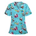 thumbnail image 2 of PENGXIANG T-Shirt à Manches Courtes Col en V avec Poche pour Femmes, 2 of 3