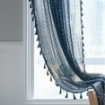 thumbnail image 4 of Crochet Lace Window Curtain Panel with Tassels Semi Sheer Hollow Curtains for Bedroom Living Room, 1 Pane Rod Pocketl, 4 of 5