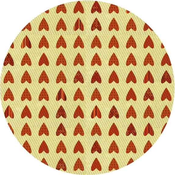 Ahgly Company Machine Washable Indoor Round Transitional Orange Area Rugs, 5' Round