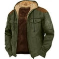 thumbnail image 1 of PARREN Men's Washed Cotton Sherpa Lining Thickened Warm Cargo Jacket with Drawstring Hood Military Work Jackets for Men, 1 of 1