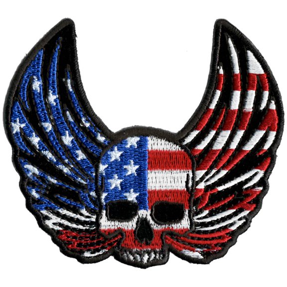 Hot Leathers PPA9780 Skull Wings Flag 4"x3" Patch 4 Width x 3 Height Inches
