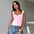 thumbnail image 2 of XiaoBanDeng Women's Summer Solid Color Square Collar Tie Pleated Revealing Back Vest Top T -Shirt, 2 of 9