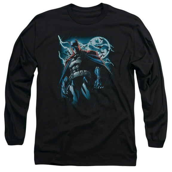 Batman Stormy Knight Long Sleeve Adult 18/1 T-Shirt Black