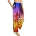 thumbnail image 2 of Junzan Palm Trees At Sunset Women'S Pajama Pants Drawstring Comfy Sleep Bottoms With Pockets, 2 of 9