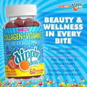 Dippin Dots Collagen + Vitamin C Pectin Gummies for Immune Support, Hair, Skin, and Nails, Strawberry Sunset Creme Flavor, 60 Count
