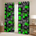 thumbnail image 2 of Manfei 3D Geometric Style Bright Green Gray Cube Blackout Curtains, 3D Geometric Style Bright Green Gray Cube Curtains Pack of 2 (42x84 Each), Multicolor, 2 of 6
