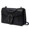 thumbnail image 1 of Bolso bandolera MYHOZEE con estampado de serpiente en piel negra, 1 of 7