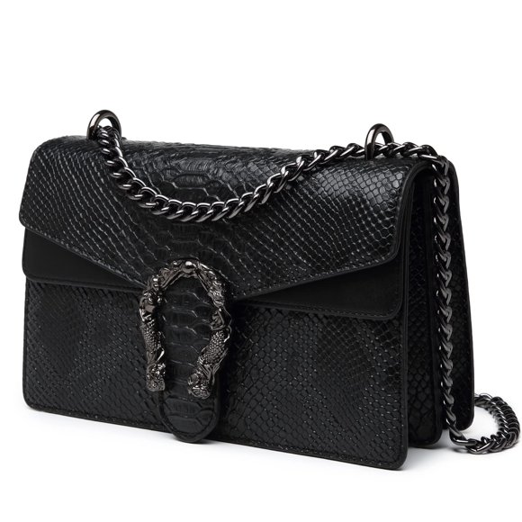 Bolso bandolera MYHOZEE con estampado de serpiente en piel negra