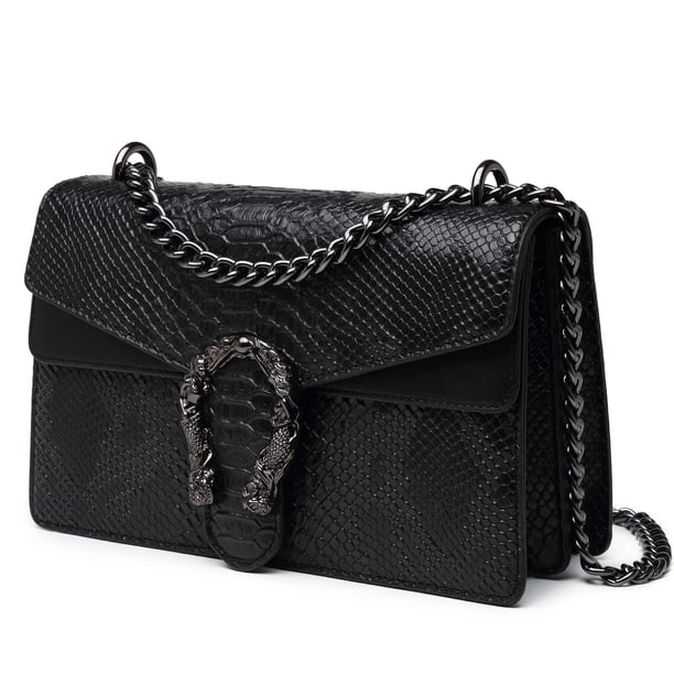 Bolso bandolera MYHOZEE con estampado de serpiente en piel negra