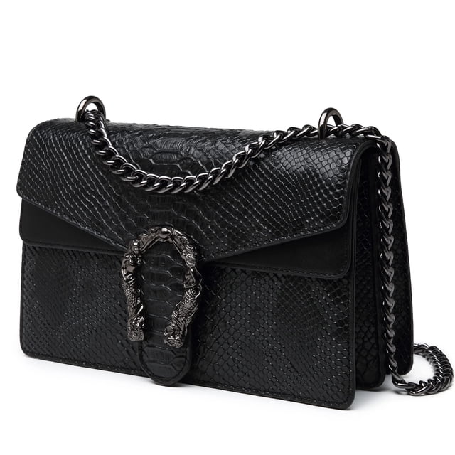 Bolso bandolera MYHOZEE con estampado de serpiente en piel negra