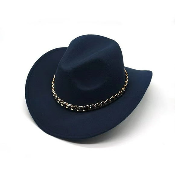 Trayknick Unisex Western Cowboy Hat Wide Brim British Style Jazz Cap For Daily Outings cowboy hat cowboys gifts for women Blue
