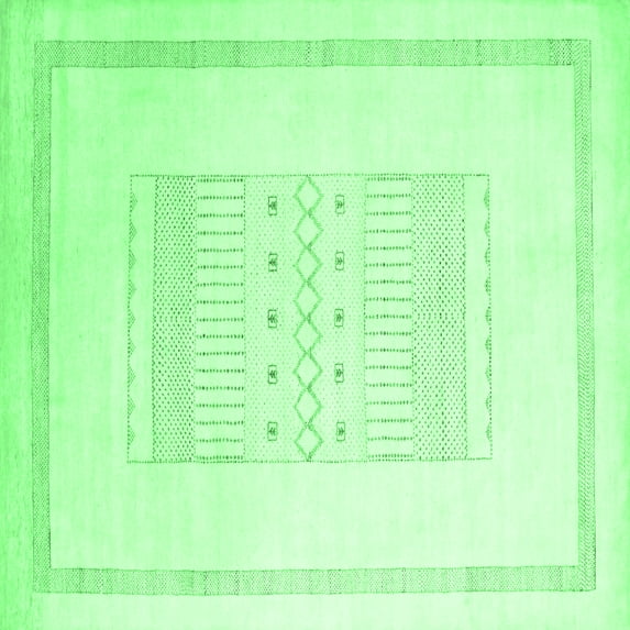 Ahgly Company Indoor Square Solid Emerald Green Modern Area Rugs, 7' Square