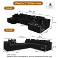 thumbnail image 2 of 130" Modular Sectional Sofa, Black Cloud Boneless Sofa, Couches For Living Room, Striped Corduroy Upholstered 4-Seater Sofa With Pillow Back And Square Arms, 2 of 11