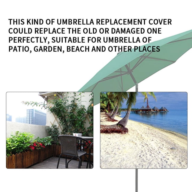 Toit de Parasol de Jardin Imperméable Housse de Patio Remplacement de Parasol Remplacement de Dessus Polyester Auvent Pare-Soleil Extérieur Housse, Vert Foncé