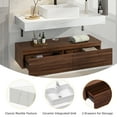 thumbnail image 3 of Dextrus 48 in Bathroom Vanity Floating Wall Mounted Bathroom Cabinet Glossy Cabinet Storage Wooden Vanity with Ceramic Basin Sink and 2 Drawers, Walnut & White, 3 of 6