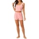 thumbnail image 2 of INSPIRAR CHIC Conjuntos de Pijamas de Mujer de Canalé, Top Corto Sin Mangas y Pantalones Cortos, Conjuntos de Ropa de Lounge de 2 Piezas, L Rosa, 2 of 6
