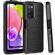 NIFFPD Samsung Galaxy A03S Case with Screen Protector Tough Rugged Shockproof Protective Phone Case for Galaxy A03S Black