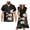 Blue Leaf, variant on Cute Panda Matching Outfits for Couples Mens Short Sleeve Shirt Beach Tops and Womens Midi Dress with Pocket V-neck A-Line Hawaiian Party Dresses Size 6XL