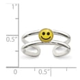 thumbnail image 2 of White Sterling Silver Ring Band Toe Black Yellow & Enameled Smiley, 2 of 2
