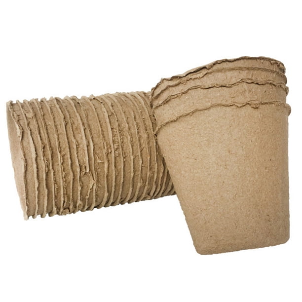 50 Uds. De macetas redondas de turba de pulpa de papeltazas de vivero biodegradables para plantas y flores Tmvgtek Para estrenar