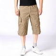 thumbnail image 2 of Men's Cargo Shorts 3/4 Relaxed Fit Casual Work Shorts Cotton Elastic Waist Outdoor Hiking Shorts with Multi Pockets Khaki XXXL, 2 of 6