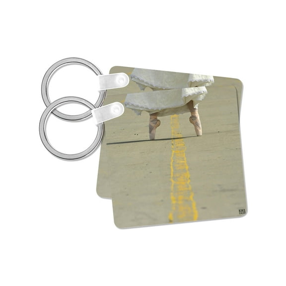 3dRose, Ballerina dressed up with her wedding dress, in possition with her ballet shoes, set of 2 Key Chains