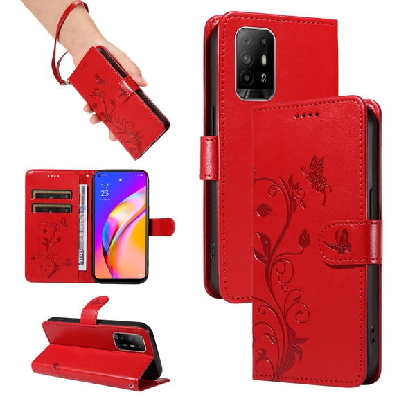 Wallet Case for Oppo F19 Pro Plus 5G, PU Leather Kickstand with Card Slots Shockproof Flip Cover for Oppo F19 Pro Plus 5G