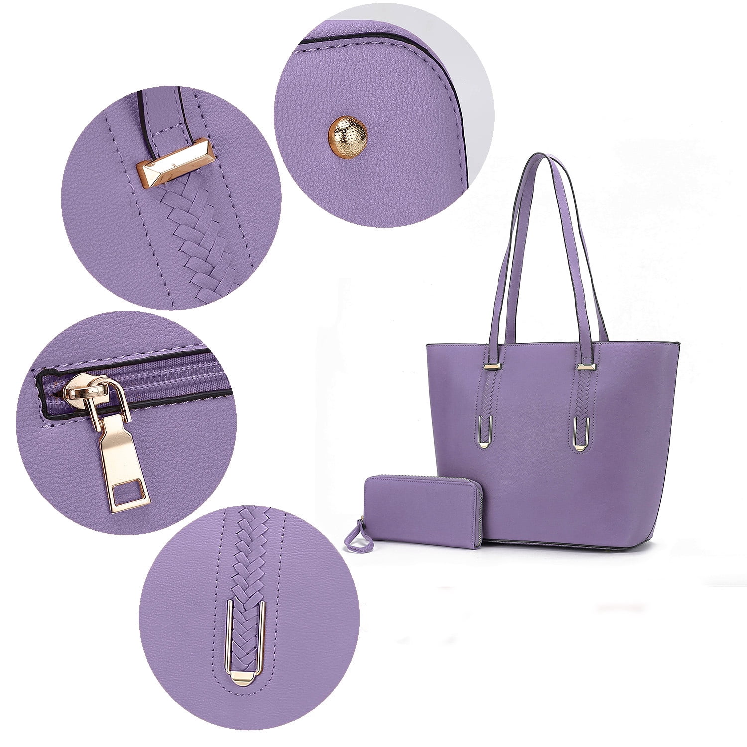 MKF Collection Mina Women's Tote Bag with Wallet, Vegan Leather Handbag Purse Set by Mia K - Black