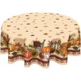 thumbnail image 1 of Nappe de l\'Action de Grâce Ronde 60 Pouces Récolte d'Automne Décoration Citrouille Nappe d'Extérieur Ferme Feuilles d'Érable d'Automne Housse de Table pour Salle à Manger Cuisine Fête des Fêtes Pique-Nique Maison Déco d'Automne, 1 of 6