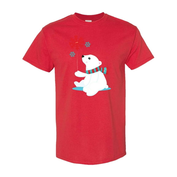Inktastic Polar Bear, Bear with Scarf, Cute Bear, Snowflakes T-Shirt