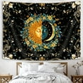 thumbnail image 2 of Moon and Sun Tapestry Black Flower Plant Spiritual Mandala Tapestry for Bedroom Aesthetic Hippie Boho Floral Wall Hanging Tapestries for Bedroom Dorm Living Room Decor, 60X40IN, 2 of 5