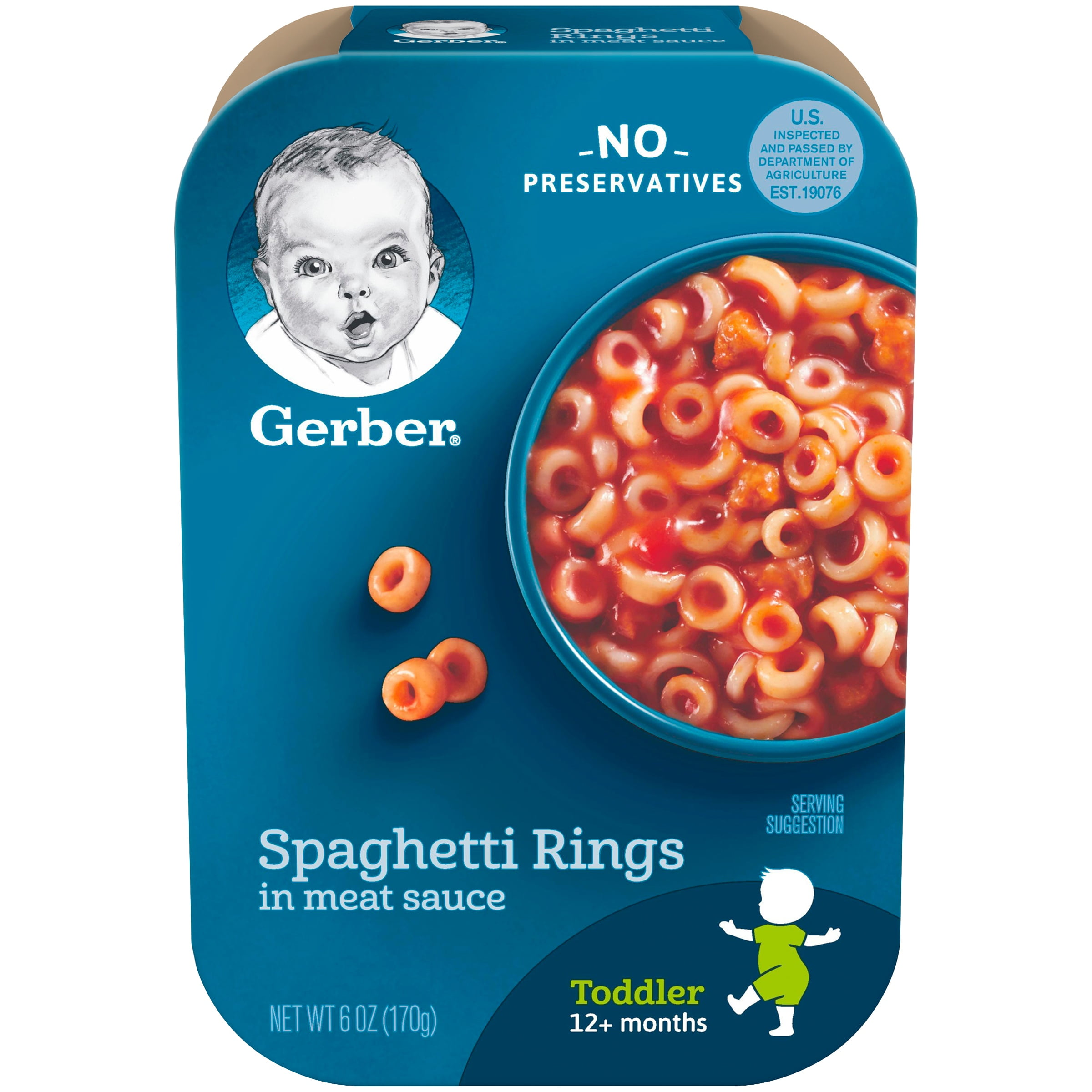 (Pack of 6) Gerber Lil' Meals, Spaghetti Rings in Meat Sauce, 6 oz Tray