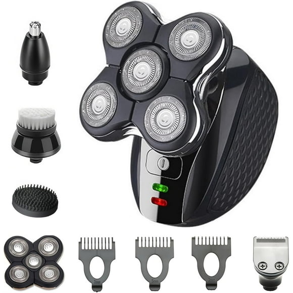 Skull Shavers for Men, Head Shavers for Bald Men, 5 in 1 Rechargeable Shavers, Hair Clippers, Nose Hair Trimmer, Cleaning Brush, Hair Manager, Portable Pubic Hair Trimmer, Idea Gift for Men(Black)
