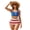 American Flag Inspired Print with Firework & Star Design, variant on Gradient Mermaid Scale Halter Bikini Set - High Waisted Drawstring Two Piece Swimwear for Beach Vacation & Pool Party - Women's Trendy Bathing Suit