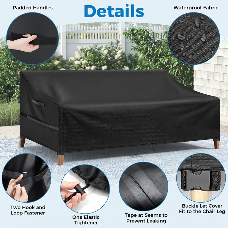 NASUM Outdoor 3-Seater Sofa Cover, Weatherproof 420D Oxford Cloth
