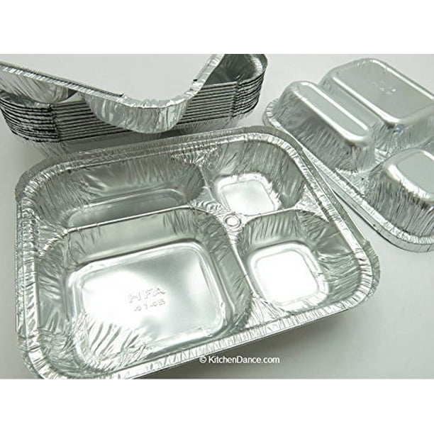 Disposable Aluminum 4 Compartment T.V Dinner Trays with Board Lid by