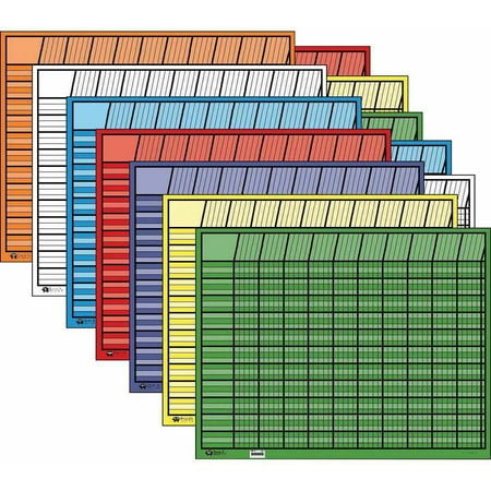 Horizontal Jumbo Incentive Charts - Creative Shapes Etc Large Horizontal Incentive Chart Set, 28 x 22 Inches, Assorted Color, Set of 12