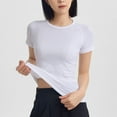 thumbnail image 4 of Nmnitkp Crop Workout Tops for Women Pack Summer Short Sleeve Gym Athletic Compression Shirts Cute Tight Basic Tops Tee White,L, 4 of 4