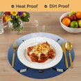 thumbnail image 4 of Navy Blue Ombre Round 13 Inch Placemats Set of 8, Black Hockey Sticks Minimalist Style HeatResistant Non Slip Place Mats for Dining Table, Wipeable Braided Kitchen Table Mats for Housewarming, 4 of 9
