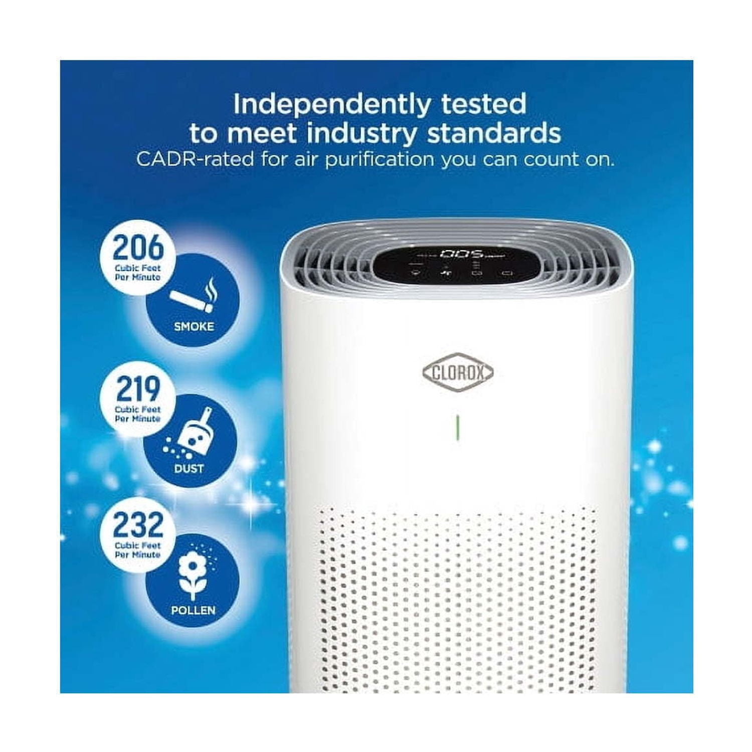 Clorox Large Room Air Purifier for Allergies and Asthma, True HEPA Air Filter, 1,500 Sq Ft Capacity, White