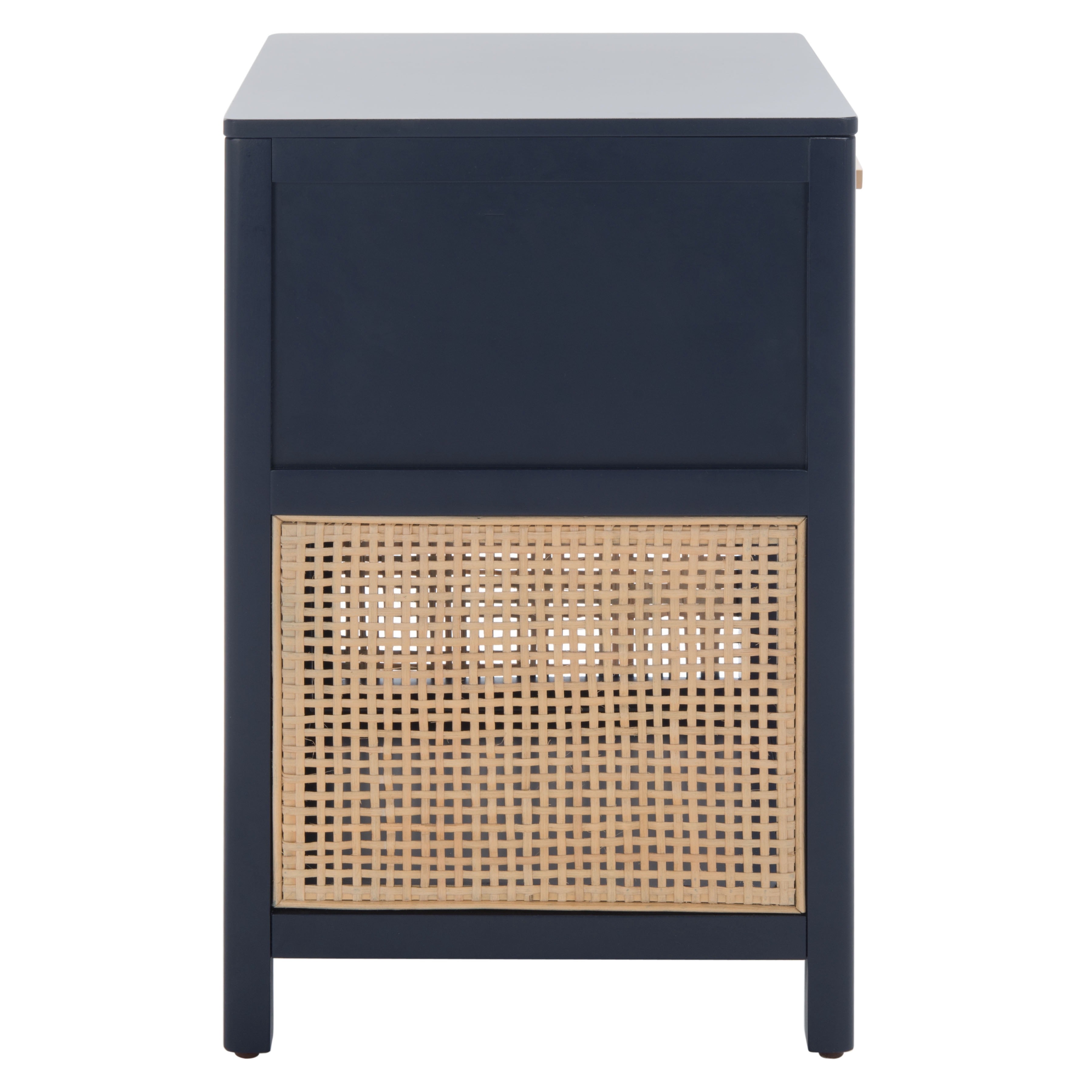 SAFAVIEH Miya Rustic Coastal 1 Drawer Nightstand, Navy/Natural