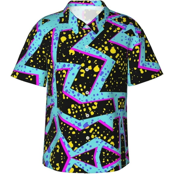 Vintage Aztec Pattern Mens Hawaiian Shirt Short Sleeve Casual Button Up Tropical Summer Beach Shirt