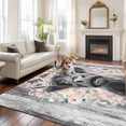 thumbnail image 2 of Large Area Rugs for Living Room Bedroom, Black Cow Floral 5'x8' Rug Washable Carpet Runner Indoor Outdoor, Grey Ombre Farmhouse Animals Non Slip Floor Mats Rug for Kitchen, Bathroom, 2 of 8