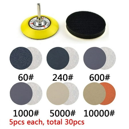 

32pcs 3in 60/240/600/1000/5000/10000 Grit Wet/Dry Hook & Loop Sanding Disc Pad
