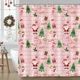 thumbnail image 3 of Christmas Shower Curtain, Pink Cute Santa Cartoon Gingerbread Man Candy Bathroom Decor Curtains, Winter Merry Christmas Kids Fabric Shower Curtain Sets with Hooks, 47X64in, 3 of 5