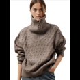 thumbnail image 1 of Suéteres de Mujer Otoño Invierno 2025, Jersey Informal de Punto con Cremallera de un Cuarto de Pulgada, Jersey de Punto de Diamante Café M, 1 of 10