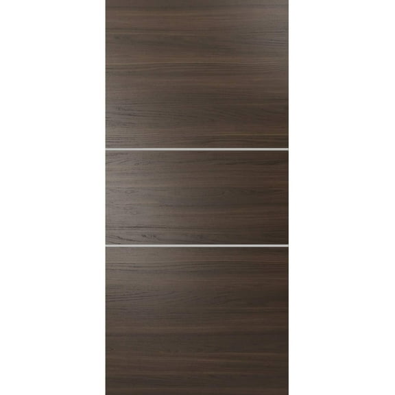 Slab Barn Door Panel 18 x 80 inches | Planum 0110 Chocolate Ash with Frosted Glass | Sturdy Finished Interior Doors | Pocket Closet Sliding
