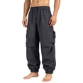 thumbnail image 5 of Men's Casual Straight Cargo Pants, Trousers, Joggers, Elastic Waist Drawstring Stretchy Lightweight Breathable Quick Dry, Multi-Pocket Relaxed Fit, Daily Gym Hiking Streetwear, 5 of 7